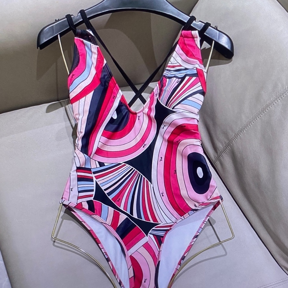 Emilio Pucci Pink Black Multicolor Graphic Print Bodysuit - Picture 6 of 10